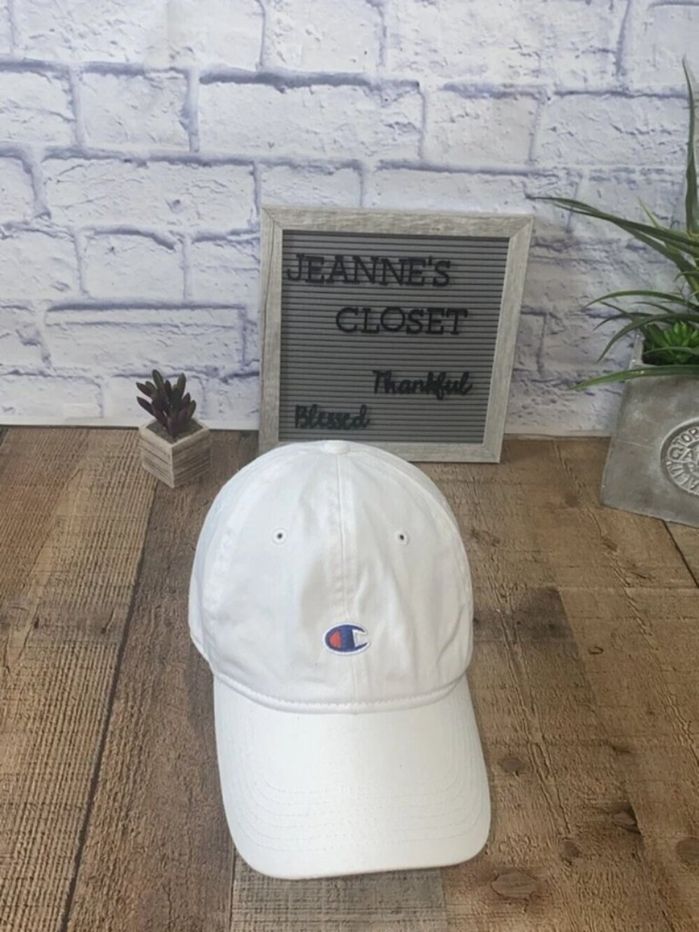 Champion White Adjustable Strap Back Hat Cap One Size